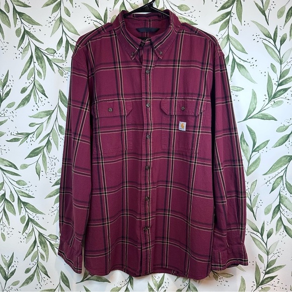 Carhartt Other - Carhartt Men’s Loose Fit Midweight Chambray Shirt. Deep Red Plaid. Large.